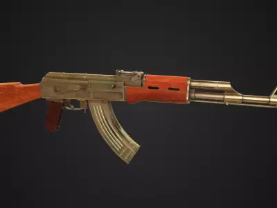 Low Poly AK-47 rifle Low-poly 3D model