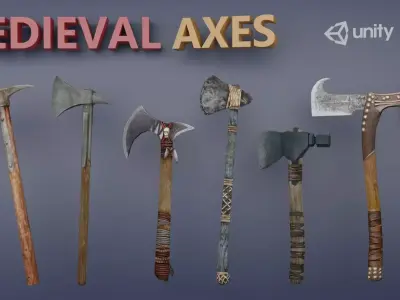Medieval Axes Ancient Assassins creed Pack of 6 Low-poly 3D model
