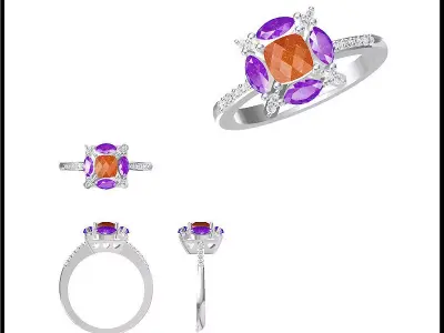 JCD Format Antique color stone rings rhino 3d jewelry 3D print model