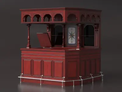  Classic Wooden Bar with Arched Upper Rack Red-Brown 