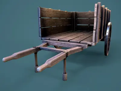 Old Wooden Cart Low-poly 3D model order