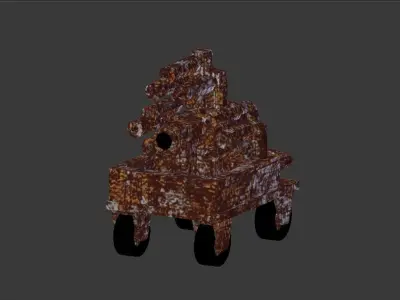 RustedTurrent wooden wagon 3D model