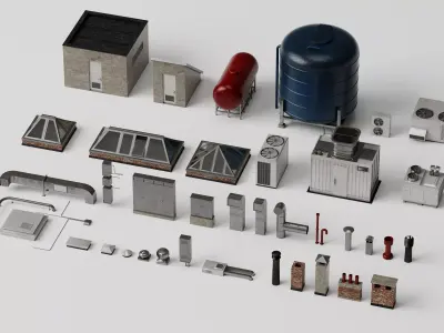 Industrial Rooftop  Equipment Low-poly 3D model