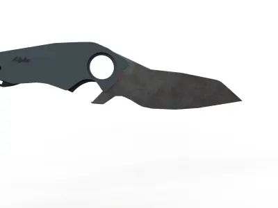 Tactical knife with textured blade Low-poly 3D model