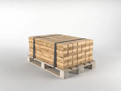 Timber on pallet 3D model Low-poly 3D model