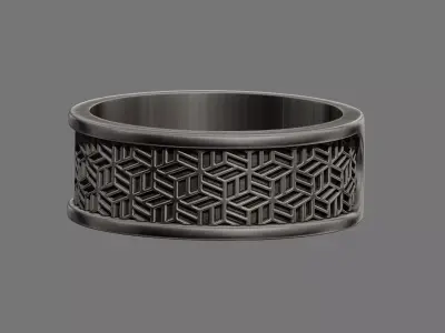 Retro vintage Art deco Patterned band ring 3D print model