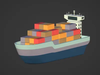 Cartoon Cargo Ship Low-poly 3D model