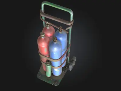 Gas Cylinder Cart  Industrial Mobility for Heavy-Duty Tasks 3D model
