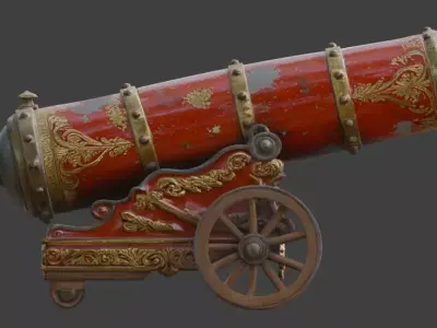 Vintage Circus Human Cannon 3D Model V02 Low-poly 3D model