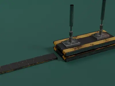 Industrial conveyor roller Low-poly 3D model