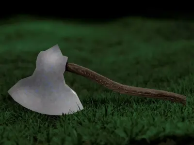 runed viking axe Low-poly 3D model