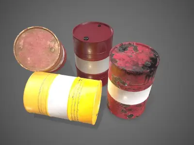 Low poly Oildrum PBR Game-ready barrel Low-poly 3D model