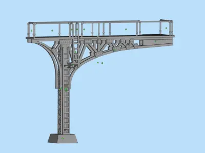 Double Track Cantilever signal bridge for scale model trains 3D print model