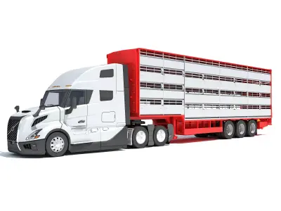2014 Animal Transporter Semi Truck and Trailer 3D model