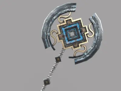 battle axe Low-poly 3D model 47