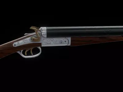 Sawed off double barrel shotgun Low-poly 3D model