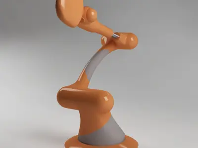 Industrial Robot arm joint orange and gray 3D model