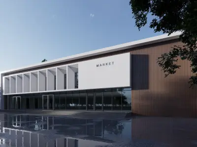 market building Low-poly 3D model purchase
