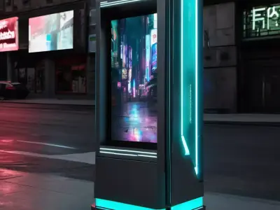 Cyberpunk Holo-Kiosk - Sci-Fi Terminal Prop 3D model