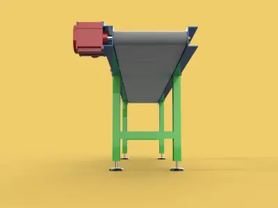 FACTORY INDUSTRIAL HORIZONTAL FLAT BELT CONVEYOR 3D model