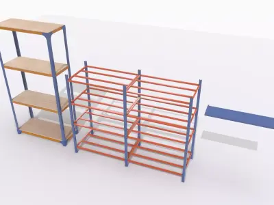 Industrial shelves 2 Low-poly 3D model