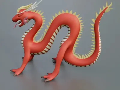 Red Dragon Chinese Low-poly 3D model