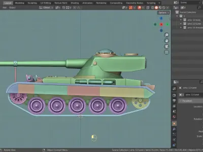 AMX 13 TANK BASE MESH Low-poly 3D model