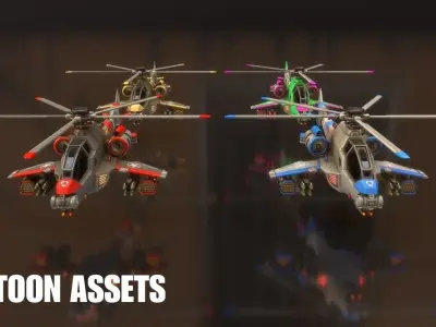 3D Stylized Helicopters - Cartoon Assets Low-poly 3D model