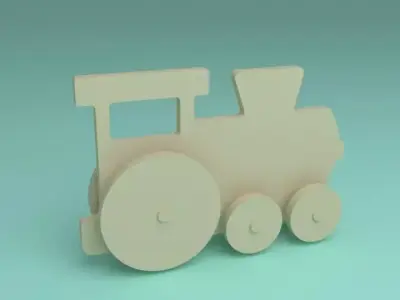 toy wooden train 2d 3D model