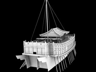 Japanese Battleship - JSengoku-era Warships - ATAKE BUNE Ship 3D model
