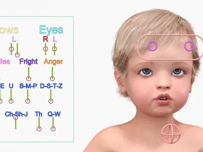 One Year Old Baby Rigged 3D model