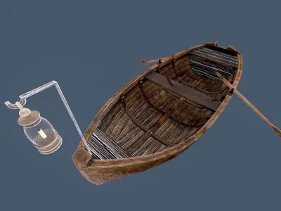  Old boat for game Low-poly 3D model