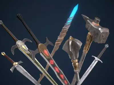 Fantasy Weapon Pack PBR Low-poly 3D model