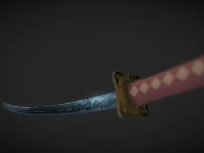 Katana sword Low-poly 3D model get