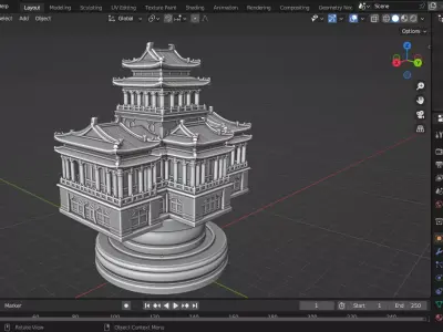 Chinese Zhongnanhai Palace Rook Chess Piece 3D print model