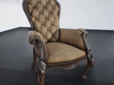 Dirty Old Antique Chair Low-poly 3D model