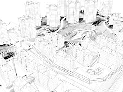 Urban highrise building building ancillary building commercial 3D model shop