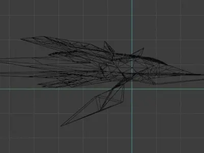 Retro Gundam-ish Stealth Ship Low-poly 3D model