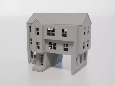 HO Scale 3D Print -The Monolith- Brutalist Modern Res Building 3D print model