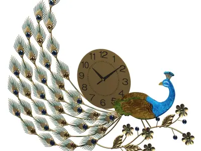 peacock clock clockwatcher Low-poly 3D model