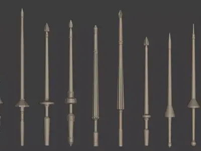 European Medieval Renaissance Weapons Lances 3D print model