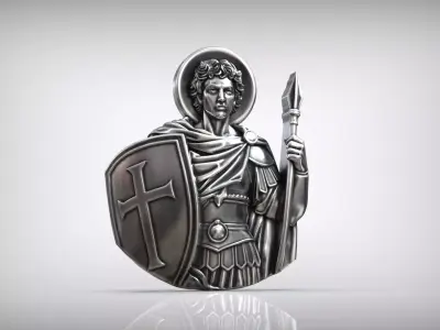 Saint Demetrius Medallion Warrior Saint Relief Pendant 3D print model