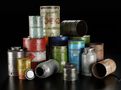 Metal Containers Low-poly 3D model