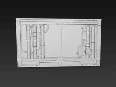 Sci-Fi Industrial Pipe Wall Panel - PBR Low Poly Game Ready Low-poly 3D model