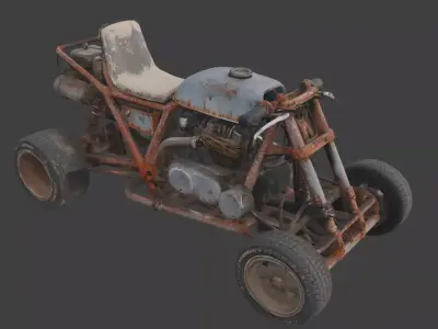 Rusty Vintage Go Kart 3D Model Low-poly 3D model