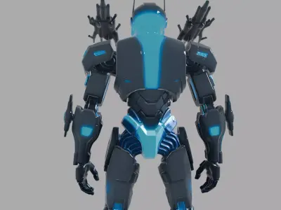 Cyan Glow Sci Fi Robot 3D model