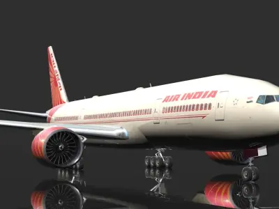 Boeing 777 low polygon Low-poly 3D model