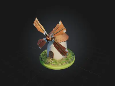 Cartoon Windmill Low-poly 3D model purchase