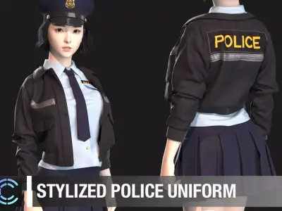 Stylized police uniform  Marvelous Designer project obj 3D model
