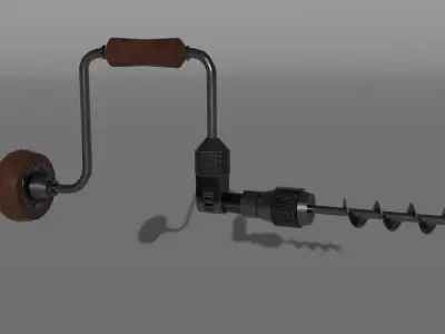 Vintage Low Poly Hand-Drill Low-poly 3D model